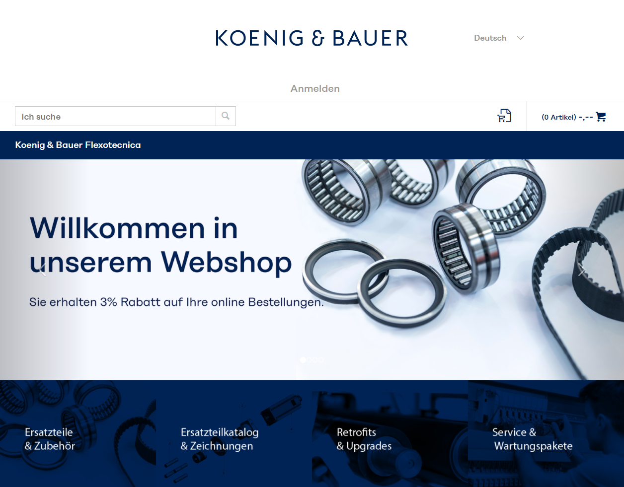 Screenshot der König & Bauer Shop Website