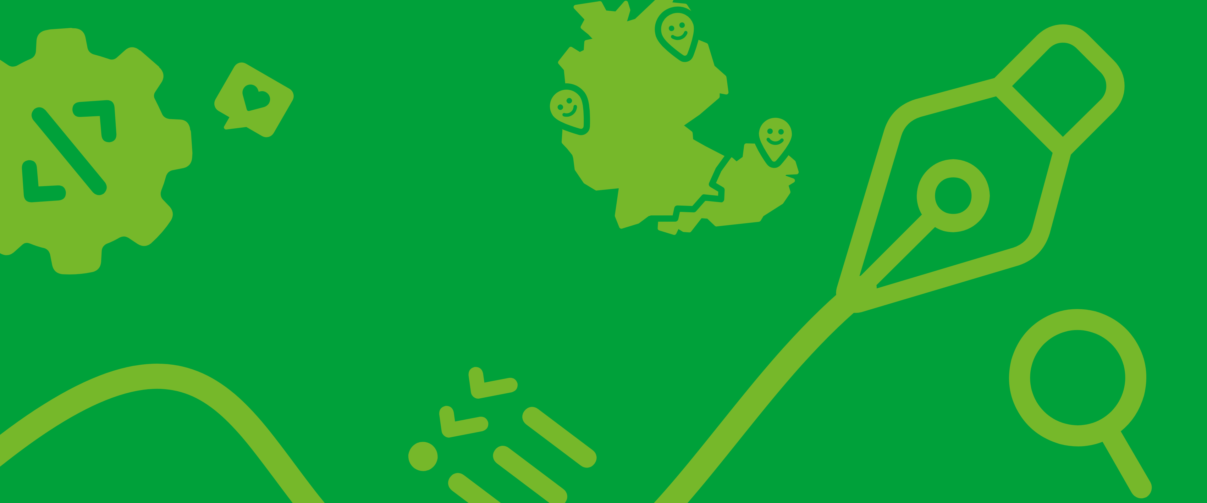 Grünes Hintergrundbild mit Icons