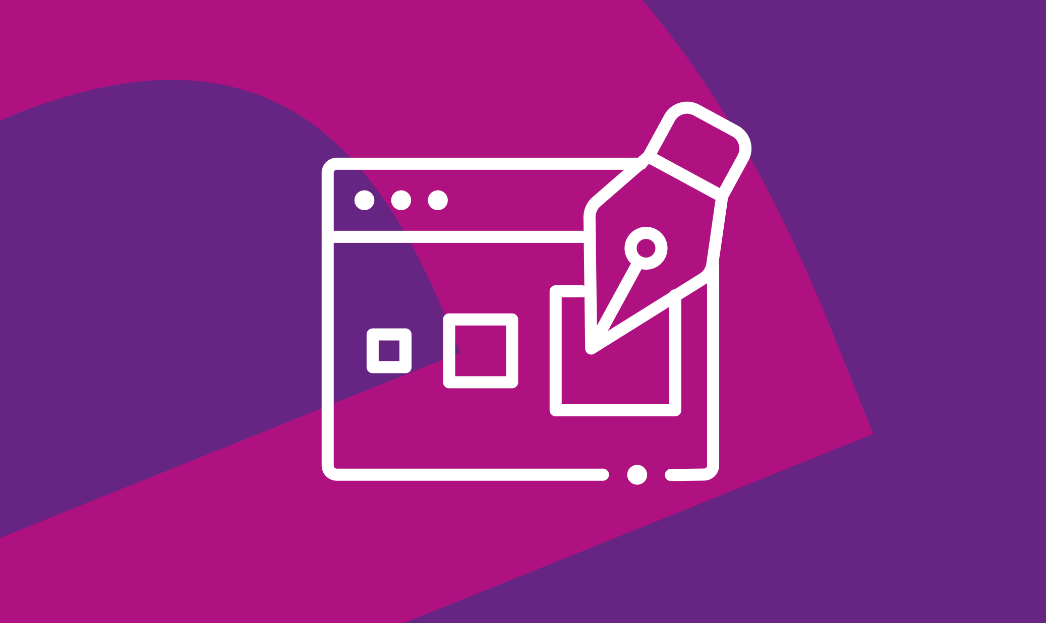 Icon: Federhalter und Wireframe Website